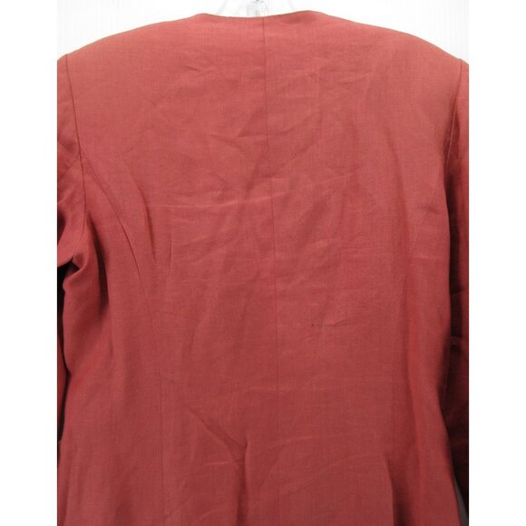 VINTAGE Laura Ashley Blazer 6 Terracotta Linen Jacket Equestrian 90s * - Picture 11 of 16